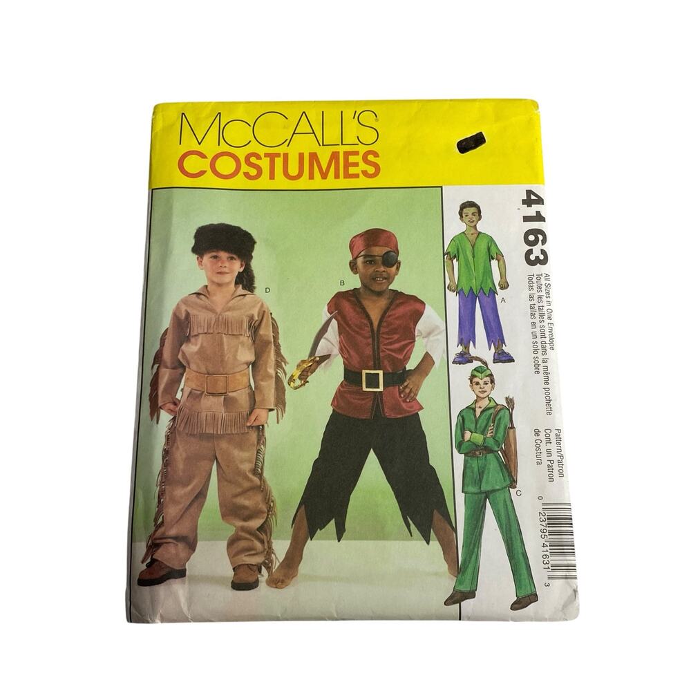 McCalls 4163 Vintage Kids Costume Pattern 3-8 UNCUT Pirate Robin Hood Halloween